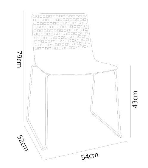 Red Wire Sled Chair Red Structure 4x