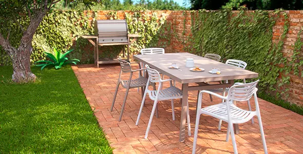 conjuntos de jardin de aluminio, ratán y polipropileno