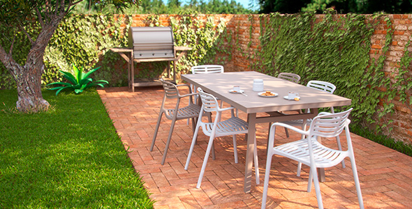 conjuntos de jardin de aluminio, ratán y polipropileno
