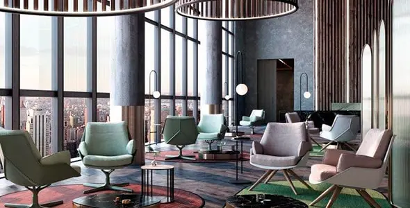 sillón moderno tapizado para hotelería y hostelería