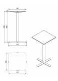 Mesa Compacto Fenolico 60x60 Pie Goya Alto