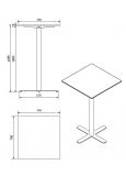 Mesa Compacto Fenolico 70x70 Pie Goya Alto