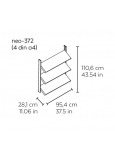 Neo-372 Revistero Mural (3 Din A4/Estante) Aluminio Gris Mat