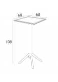Mesa Alta Sky Bar 60x60 Negra 2x