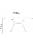Tempered Glass Table 120x80 Foot Candle "M" Red 1x