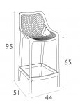 Taburete Grid 65 Rojo (Air Bar 65) 4x