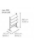 Neo-332 Revistero De Pie 1 Cara (4 Din A4/Estante) Aluminio