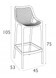 Taburete Grid 75 Rojo (Air Bar 75) 4x