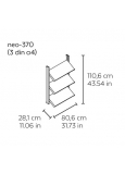 Neo-370 Revistero Mural (3 Din A4/Estante) Aluminio Gris Mat