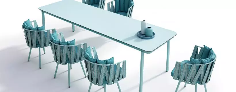 Conjunto Mesa Redonda y 4 sillas Aluminio Anodizado Para Terrazas de Bares  y Restaurantes