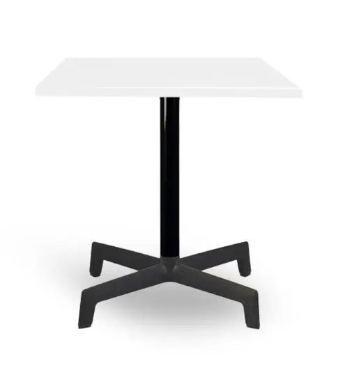 Mesa Werzalit 70x70 Blanca Pie Sputnik Tubo Negro Base Negra