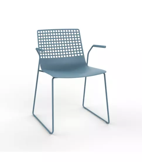 Silla Patin Con Brazos Wire Azul Retro Estructura Azul Re 4x
