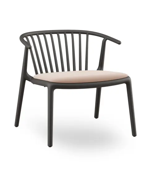 Sillon Woody Lounge Negro Tapizado Lino 2x