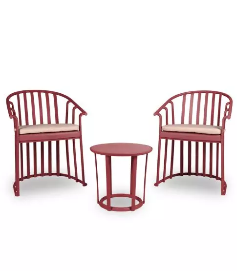 Set Raff Burdeos (2 Sillones Con Cojín + 1 Mesa)   1x