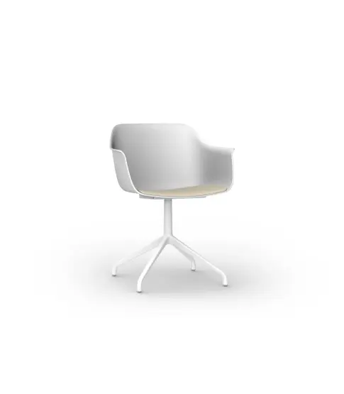 Sillon Shape Pata Araña Alu Giratoria Blanco Tapizad Lino 2x