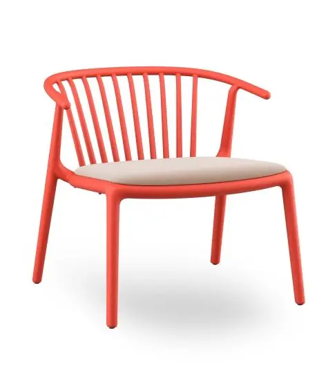 Sillon Woody Lounge Rojo Tapizado Lino 2x