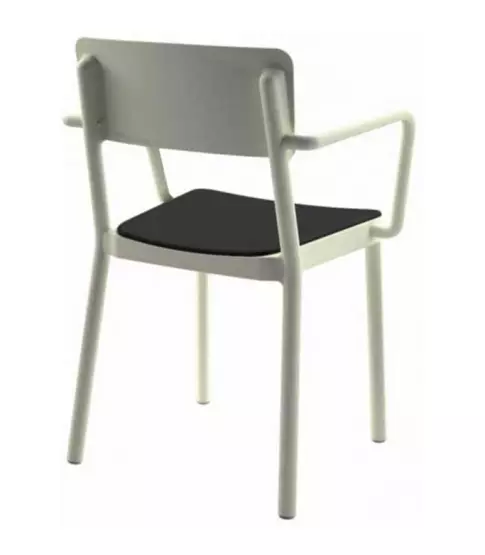 Silla Lisboa Con Brazos Blanco Tapizado Negro 4x