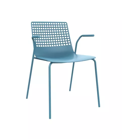 Silla Con Brazos Wire Azul Retro Estructura Azul Retro 4x