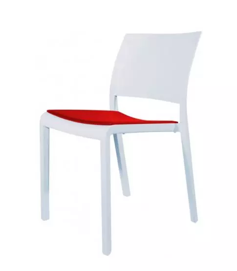 Silla Fiona Blanca Tapizada Roja   4x