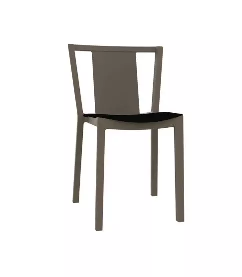 Silla Neutra Chocolate Asiento Tapizado Negro   4x