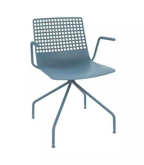 Silla Araña Con Brazos Wire Azul Retro Estructura Azul Re 2x