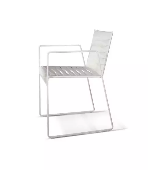 Silla Espiga Con Brazos Estructura Blanca Cinta Blanca 2x