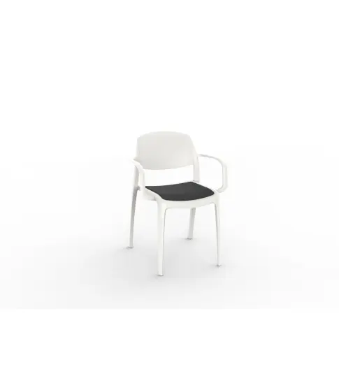 Silla Con Brazos Smart Blanca Tapizada Negro P.20