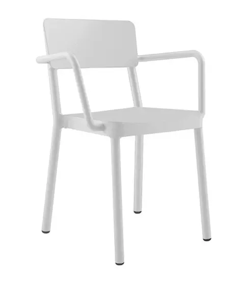 Silla Lisboa Con Brazos Blanca  P23