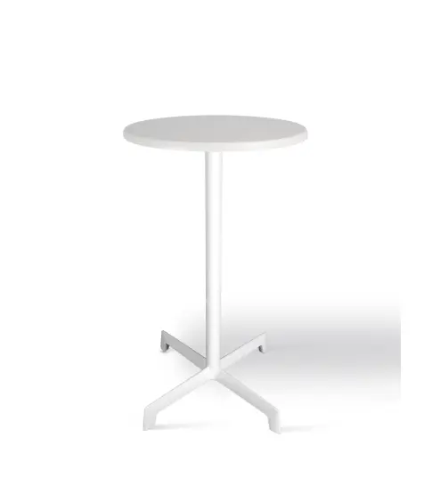 Mesa Compacto Fenolico Ø60 Blanca - Pie Sputnik Bajo Tubo Bl