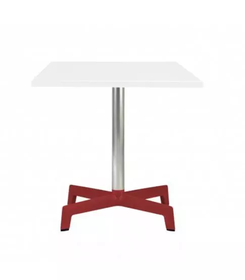 Mesa Werzalit 70x70 Pie Sputnik Tubo Blanco/Brill/Rojo 1x