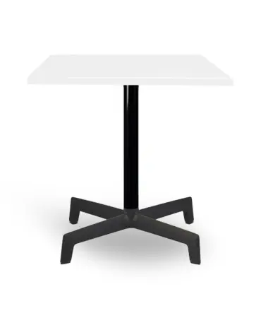 Mesa Werzalit 70x70 Blanca Pie Sputnik Tubo Negro Base Negra