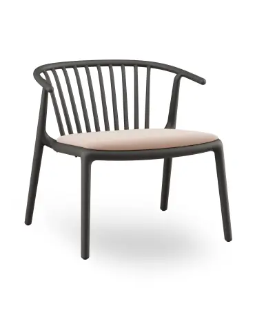 Sillon Woody Lounge Negro Tapizado Lino 2x