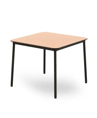 Mesa Hub Negra 90x90 Hpl Roble Natural