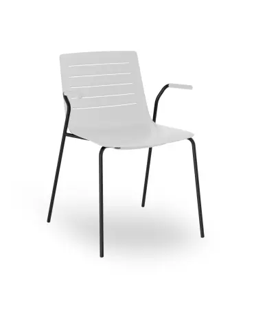 Silla Con Brazos Skin Blanca Estructura Negra 4x